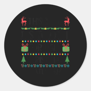 Funny Xmas Too Hot Ugly Christmas Sweaters Women M Classic Round Sticker