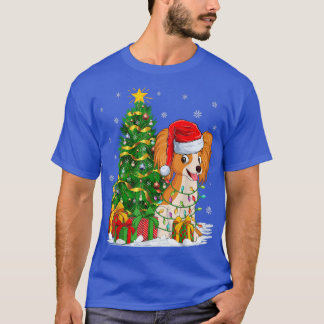 Funny Xmas Tree Family Matching Santa Papillon Dog T-Shirt