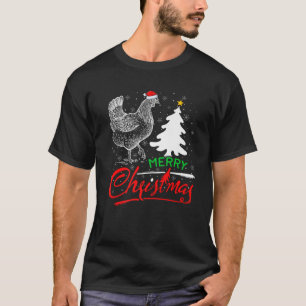 Funny Xmas Tree Santa Chicken Merry Christmas Prem T-Shirt