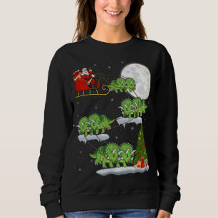 Funny Xmas Tree Santa Riding Triceratops Dinosaur Sweatshirt