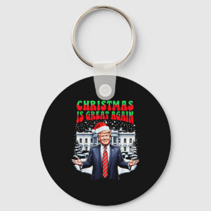 Funny Xmas Trump Pajamas Holiday Christmas Is Grea Keychain