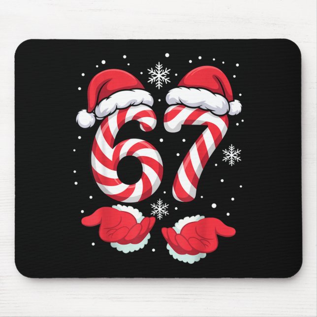 Funny Xmas Viral 67 Candy Canes Santa Funny Holida Mouse Pad (Front)