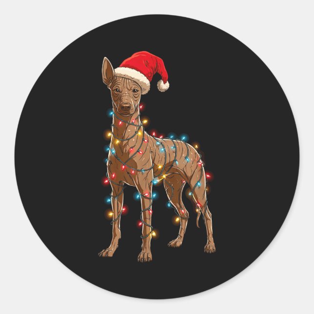 Funny Xoloitzcuintli Christmas Graphic Dog Lights  Classic Round Sticker (Front)