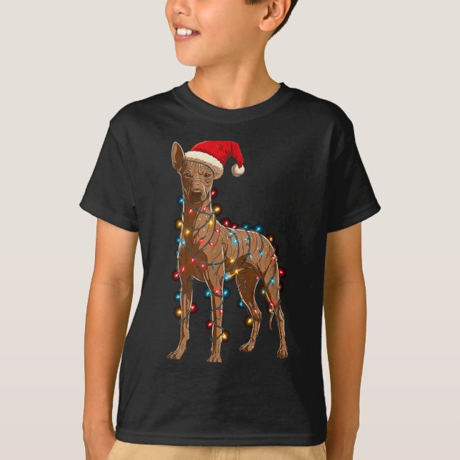 Funny Xoloitzcuintli Christmas Graphic Dog Lights  T-Shirt (Front)