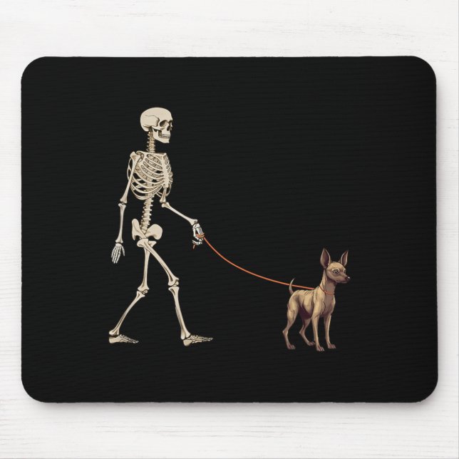 Funny Xoloitzcuintli Xolo Skeleton Dog Walking Mouse Pad (Front)