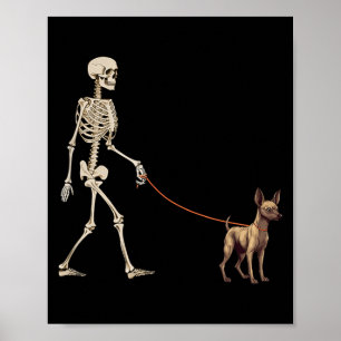 Funny Xoloitzcuintli Xolo Skeleton Dog Walking Poster