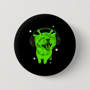 Funny Y2k Alien Cat Meme Retro Silly Cat Vintage S 2 Inch Round Button