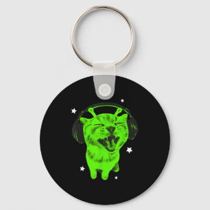 Funny Y2k Alien Cat Meme Retro Silly Cat Vintage S Keychain