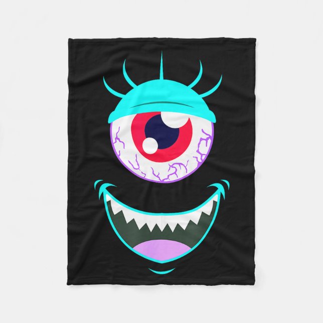 Funny Y Monster Eyeball Face Halloween  Fleece Blanket (Front)