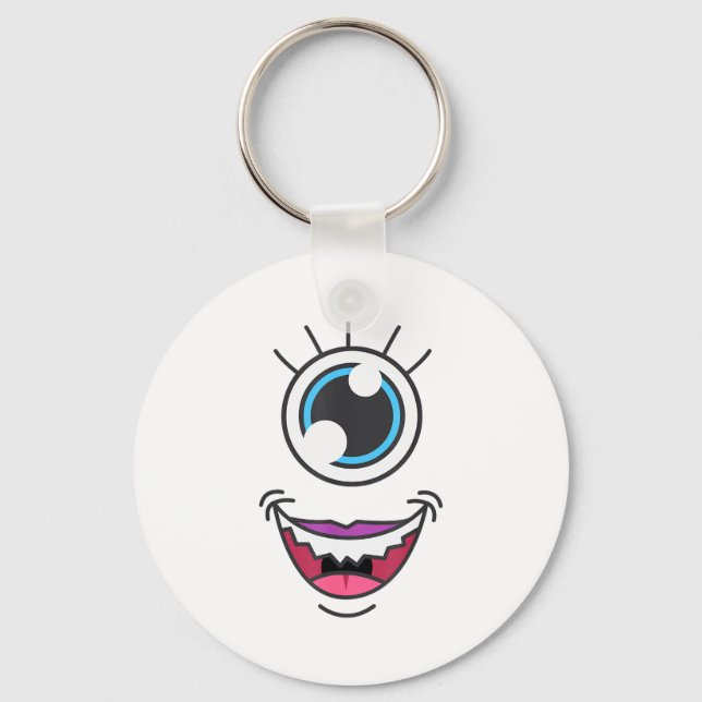 Funny Y Monster Eyeball Face Halloween  Keychain (Front)