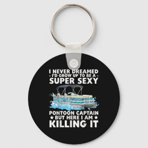 Funny Y Pontoon Captain Men Women Motor Boat Boati Keychain