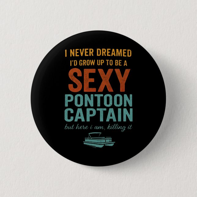 Funny Y Pontoon Captain Tee Funny Lake Boating Gif 2 Inch Round Button (Front)