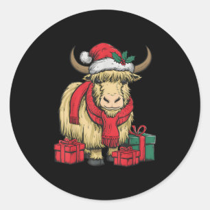 Funny Yak Lover Xmas Holiday Santa Yak Christmas Classic Round Sticker