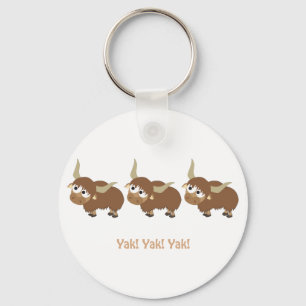Funny Yak Yak Yak Pun Cute Cartoon Yaks Keychain