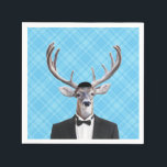 Funny Yarmulke Happy Hanukkah Deer Blue Plaid Napkin<br><div class="desc">Funny Yarmulke Happy Hanukkah Deer Blue Plaid. Featuring a yarmulke hat,  this quirky buck will make a handsome addition to your Hanukkah party.</div>