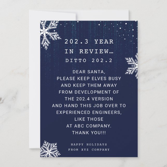 Funny Year in Review Engineer Business Christmas Holiday Card (Front)
