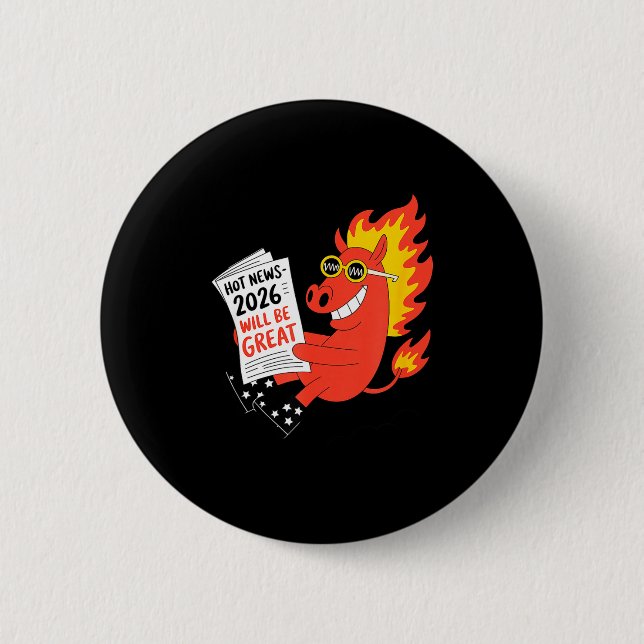 Funny Year Of The Horse – Chinese Zodiac New Year  2 Inch Round Button (Front)