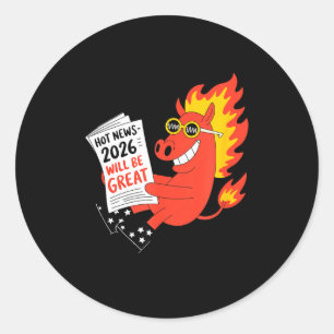 Funny Year Of The Horse – Chinese Zodiac New Year  Classic Round Sticker