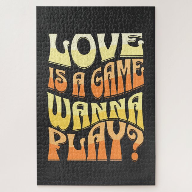 Funny Yellow and Orange Typograph Valentine Jigsaw Puzzle (Vertical)