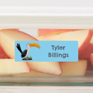 Funny yellow billed hornbill cartoon personalized