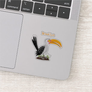 Funny yellow billed hornbill safari bird cartoon