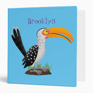 Funny yellow billed hornbill safari bird cartoon binder