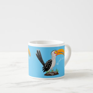 Funny yellow billed hornbill safari bird cartoon espresso cup