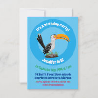 Funny yellow billed hornbill safari bird cartoon