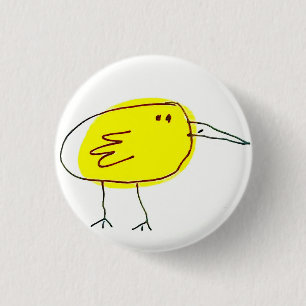 Funny Yellow Bird Doodle 1 Inch Round Button