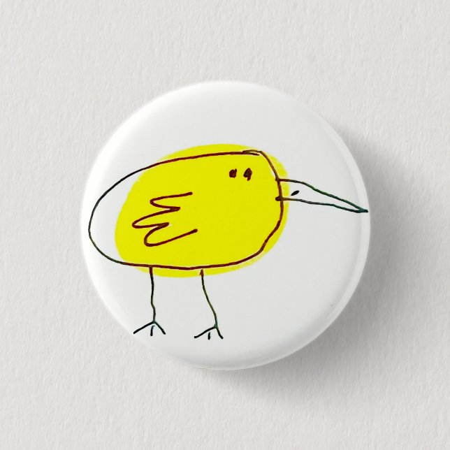 Funny Yellow Bird Doodle  1 Inch Round Button (Front)