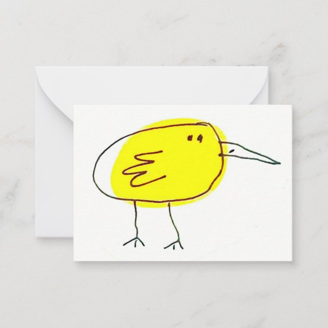Funny Yellow Bird Doodle  Card (Front)