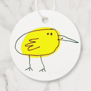 Funny Yellow Bird Doodle Postcard Favour Tags