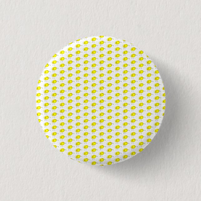 Funny Yellow Birds Doodle 1 Inch Round Button (Front)