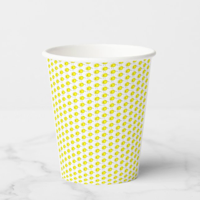 Funny Yellow Birds Doodle Paper cup (Front)
