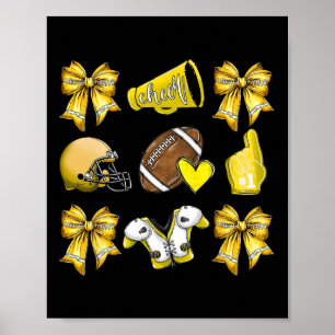 Funny Yellow Cheer Coquette Football Mom Women Gir Poster