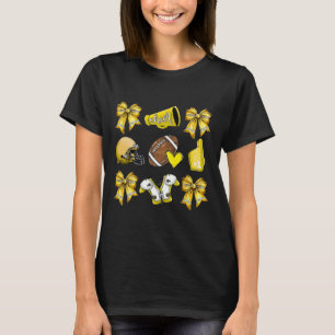Funny Yellow Cheer Coquette Football Mom Women Gir T-Shirt