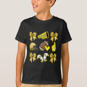Funny Yellow Cheer Coquette Football Mom Women Gir T-Shirt