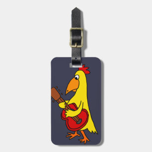 Funny Yellow Chicken Playing Guitar Luggage Tag