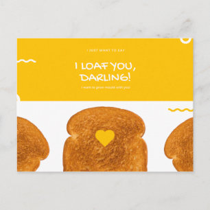 Funny Yellow Circle Squiggles Toast Love Postcard