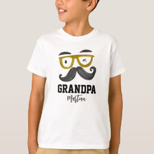 Funny Yellow Classes And Moustache Custom Grandpa  T-Shirt