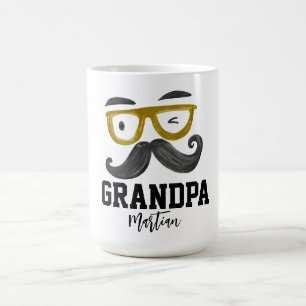 Funny yellow classes and mustache Custom  Grandpa  Coffee Mug