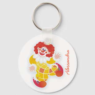 funny yellow clown with your name keychain
