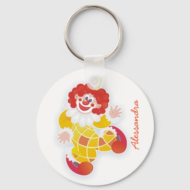 funny yellow clown with your name keychain (Front)
