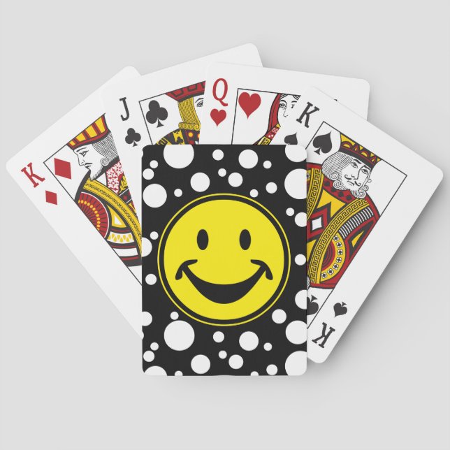 Funny yellow & Dots + your backg. & ideas Playing Cards (Back)