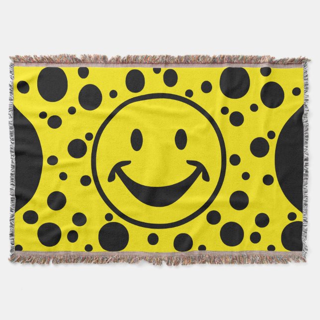 Funny yellow & Dots + your backg. & ideas Throw Blanket (Front)