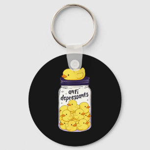 Funny Yellow Duck Anti Depressant Jar Zoo Boys Gir Keychain