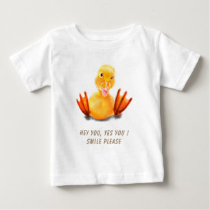 Funny Yellow Duck Baby T-Shirt Catchy Text