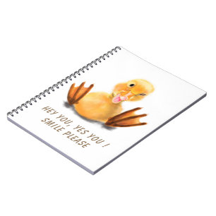 Funny Yellow Duck Playful Notebook Smile Cartoon