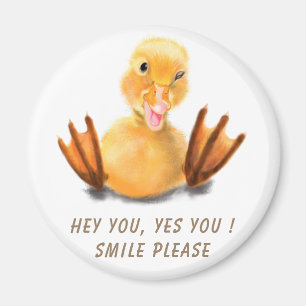 Funny Yellow Duck Playful Wink Happy Smile Cartoon Magnet