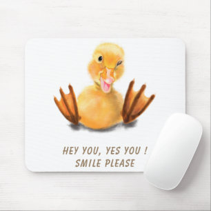 Funny Yellow Duck Playful Wink Happy Smile Cartoon Mouse Pad
